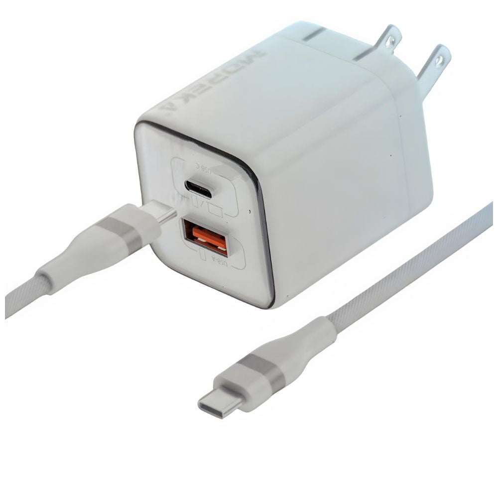 Cargador 35W GaN 5V- 3.1A puertos PD35W max & QC3.0 18W max Clavija plegable Moreka DHJ39
