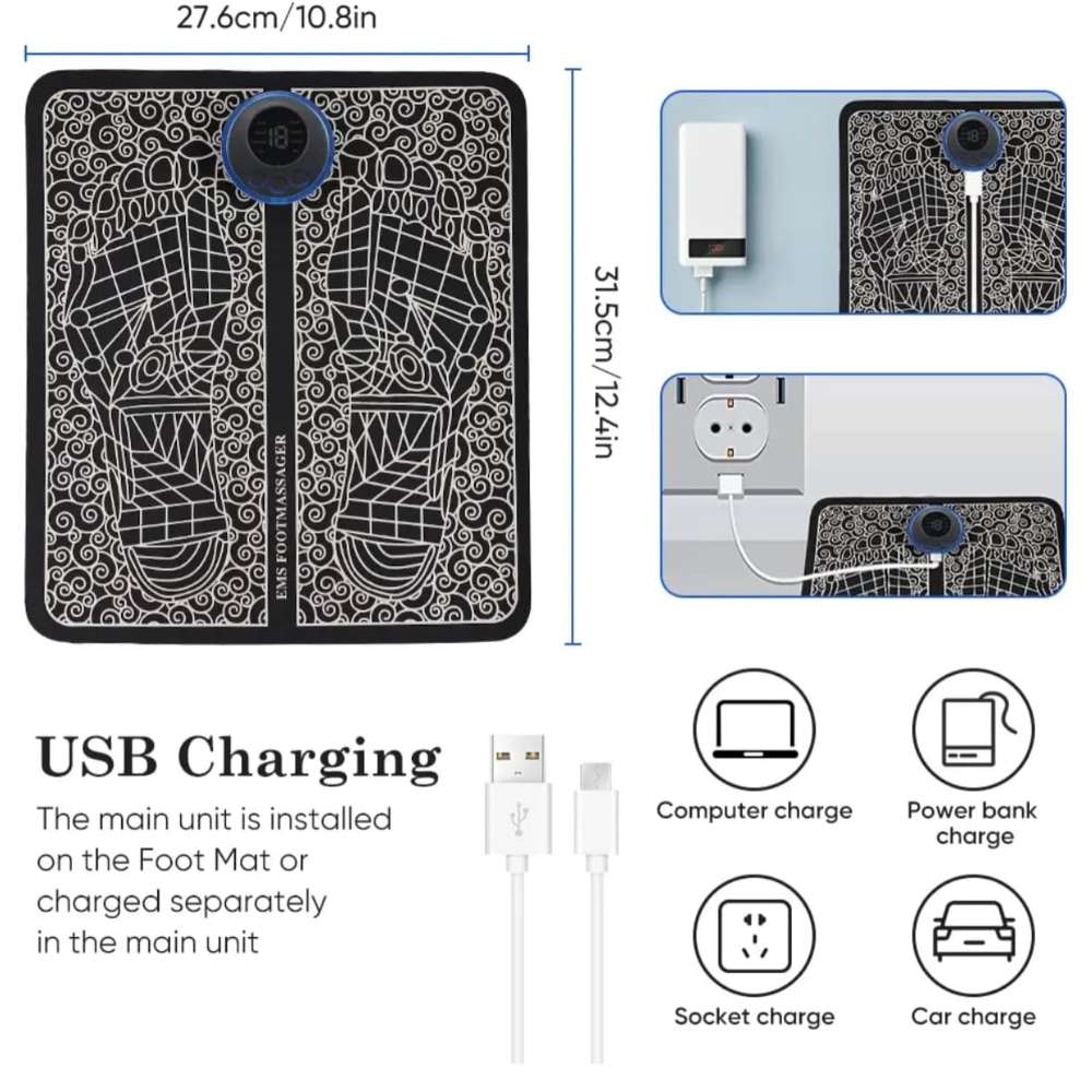 Masajeador Eléctrico Pies Cuello Espalda Cuerpo Portátil Recargables