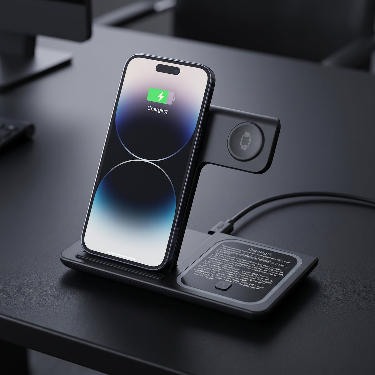 Estación de Carga 3 en 1 Yisen X455 para Smartphone Audifonos y SmartWatch