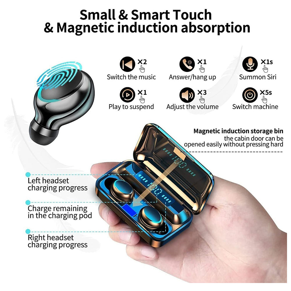 Audífonos Bluetooth 5.0, Moreka F9 5, TWS, Power Bank básico