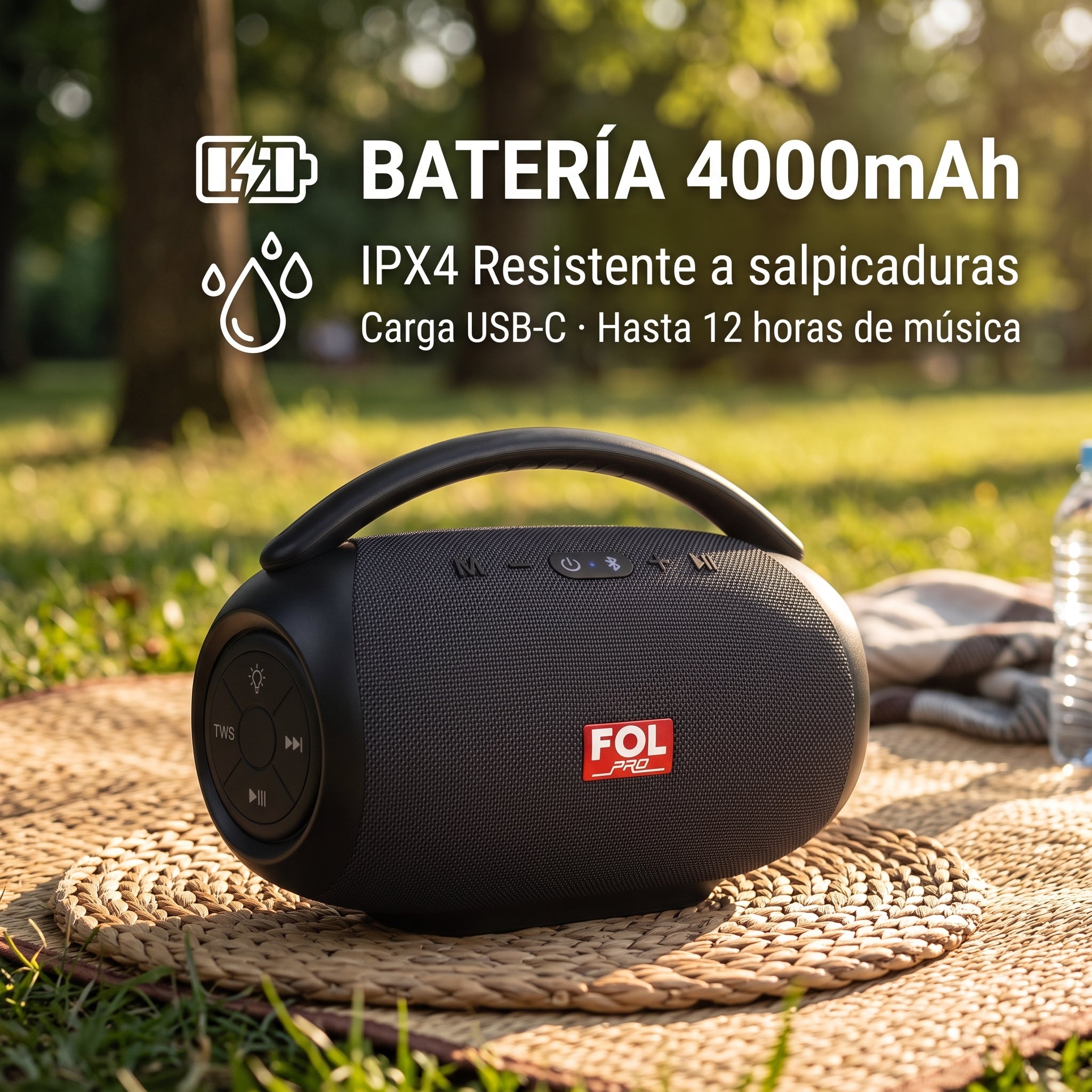 Bocina TWS Recargable Portátil FOL FS-R219: Sonido 50W