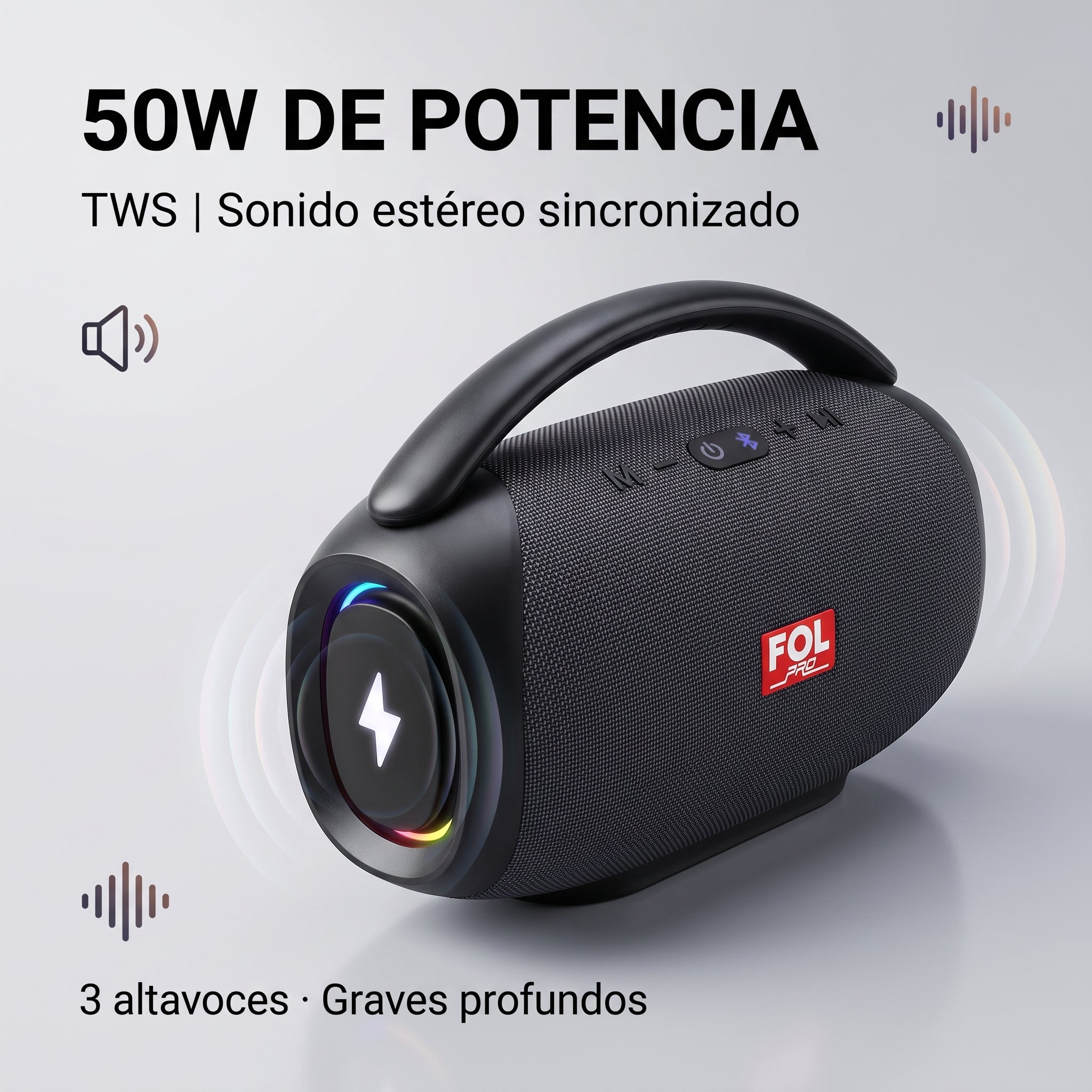 Bocina TWS Recargable Portátil FOL FS-R219: Sonido 50W