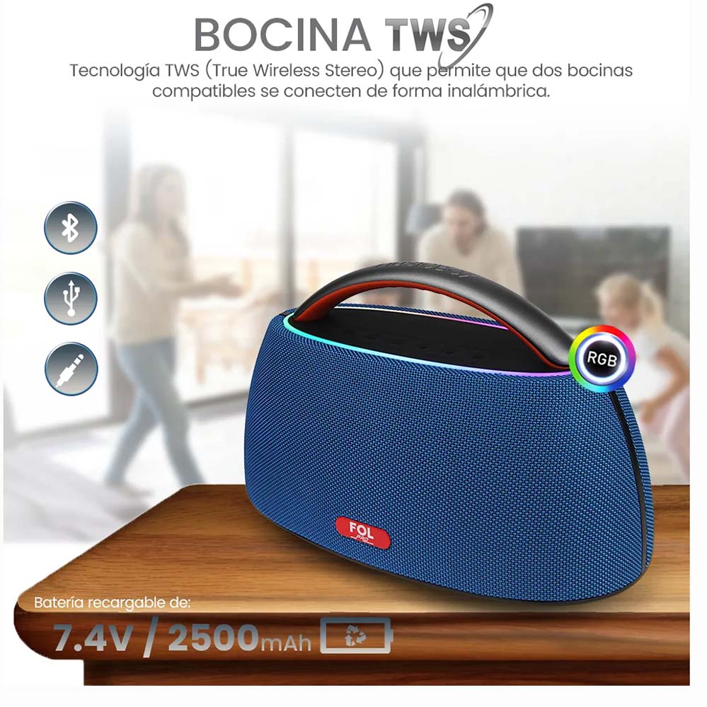 Bocina Fol 40W 2500mAh Bluetooth, TF Card, Radio FM, USB FS-R316
