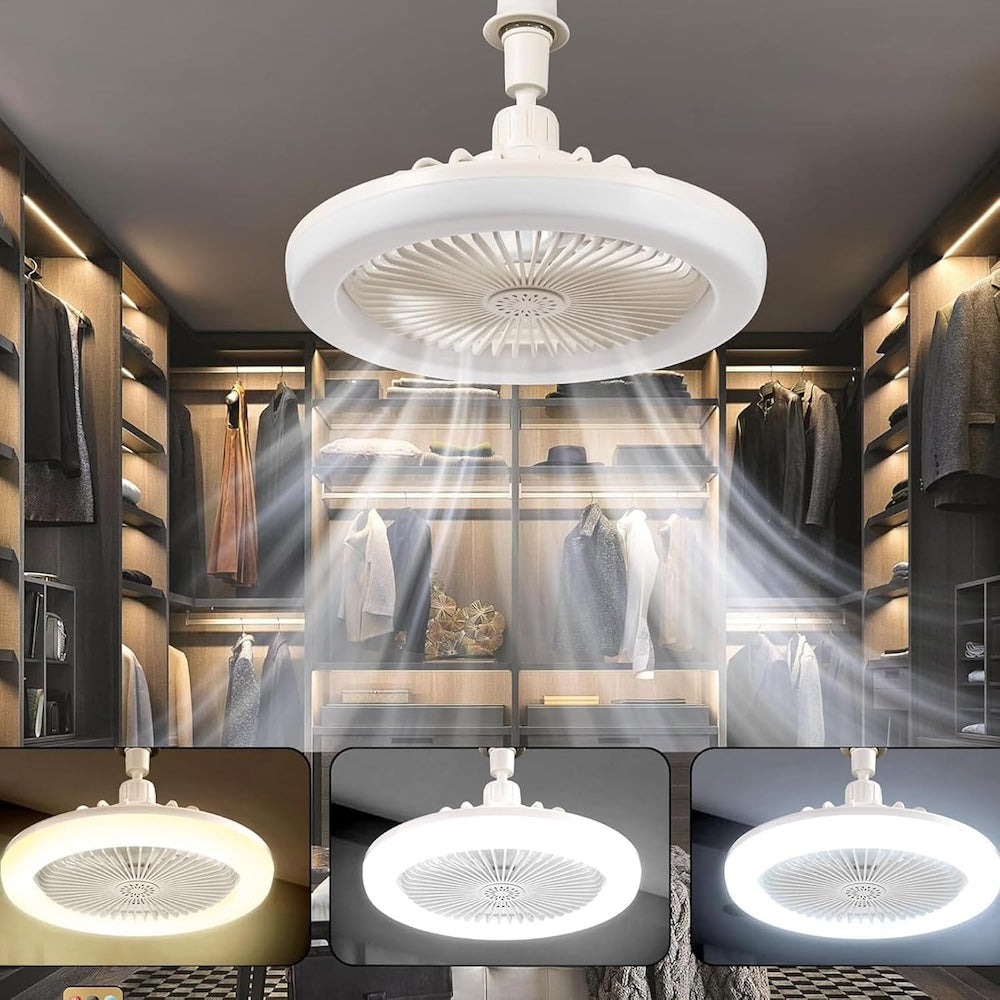 Ventilador De Techo Con Lámpara Led Foco 28w Silencioso FS-137