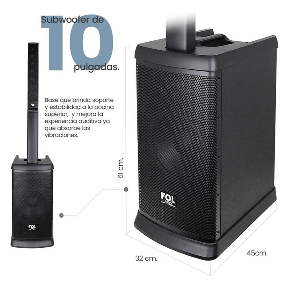 Torre De Audio Con Subwoofer 10 pulgadas más 6 bocinas 420W FS-T888