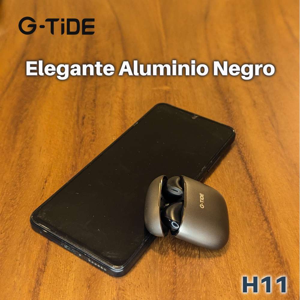 Audífonos Bluetooth Cancelación de Ruido aluminio 30mAh + estuche 300mAh IPX4 G-TIDE H11