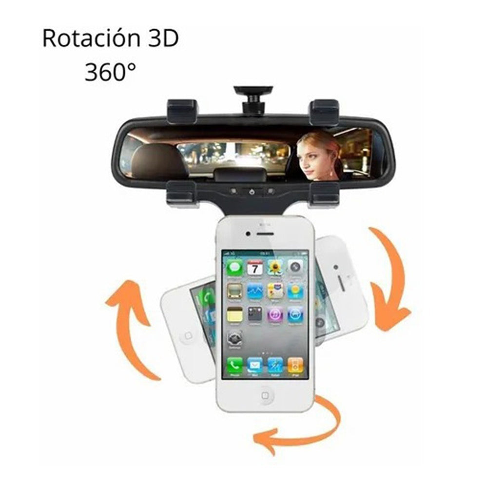 Soporte Porta Celular 360 Carro Auto Espejo Retrovisor  H2