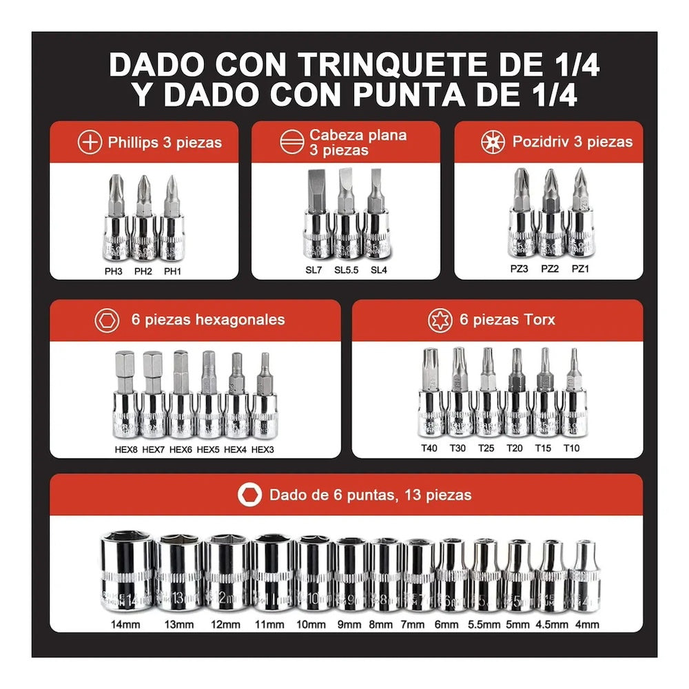 Juego Herramientas 46 Piezas GJX2347 con Estuche