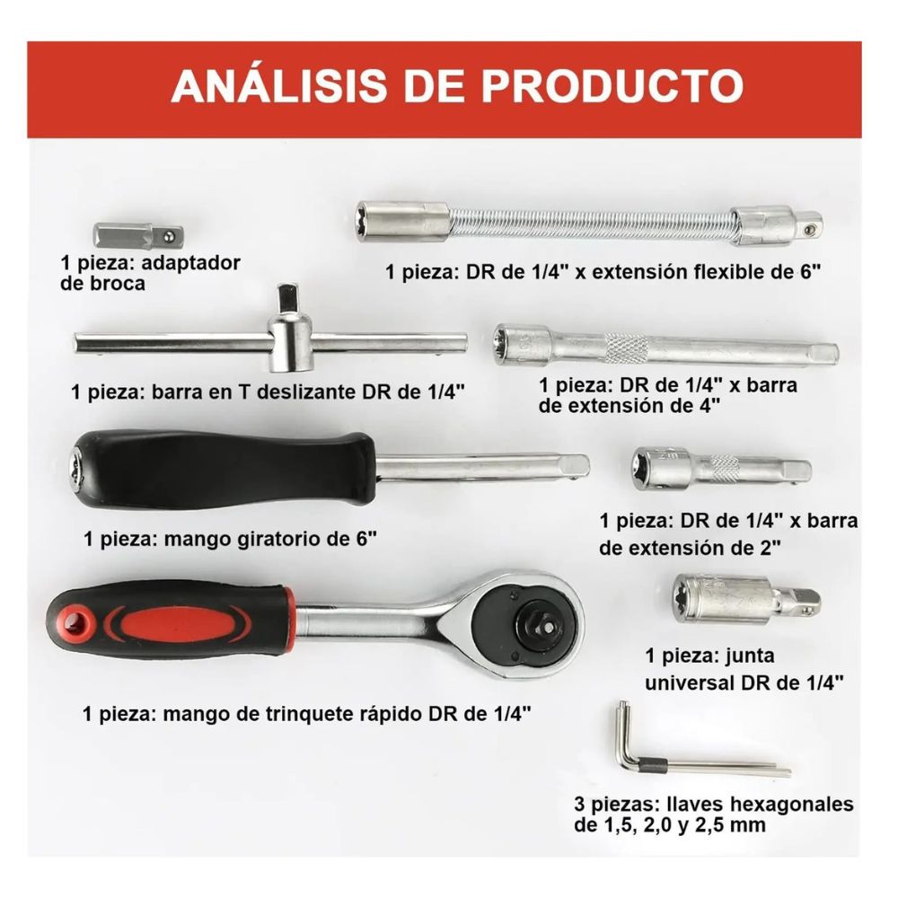 Juego Herramientas 46 Piezas GJX2347 con Estuche