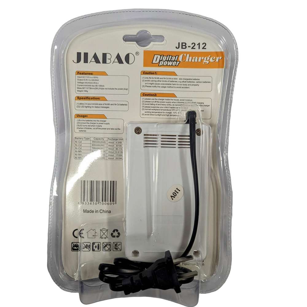 Cargador De Pilas Baterías Recargables Aa / Aaa +4 Pilas AAA JB212