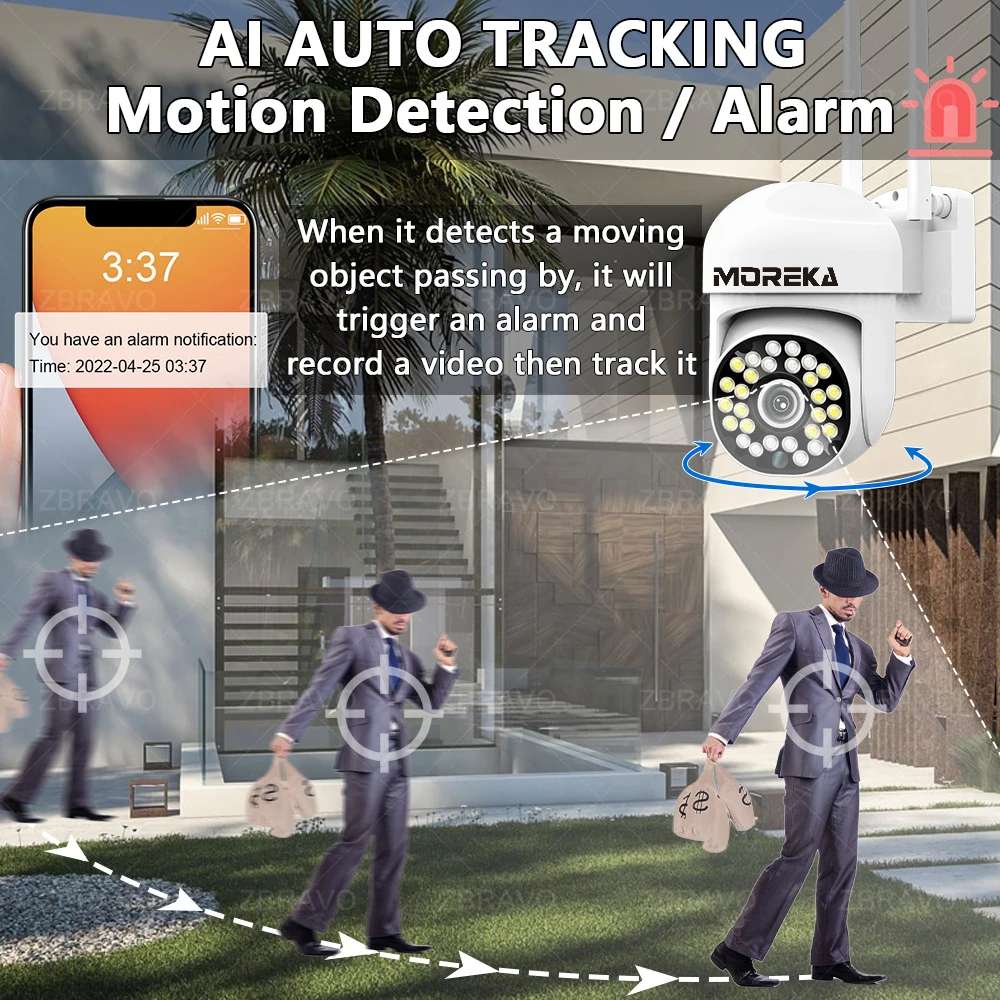 Cámara IP 360° Wifi 2mp Visión Nocturna 1080p Contra Agua IP66 Jk-002