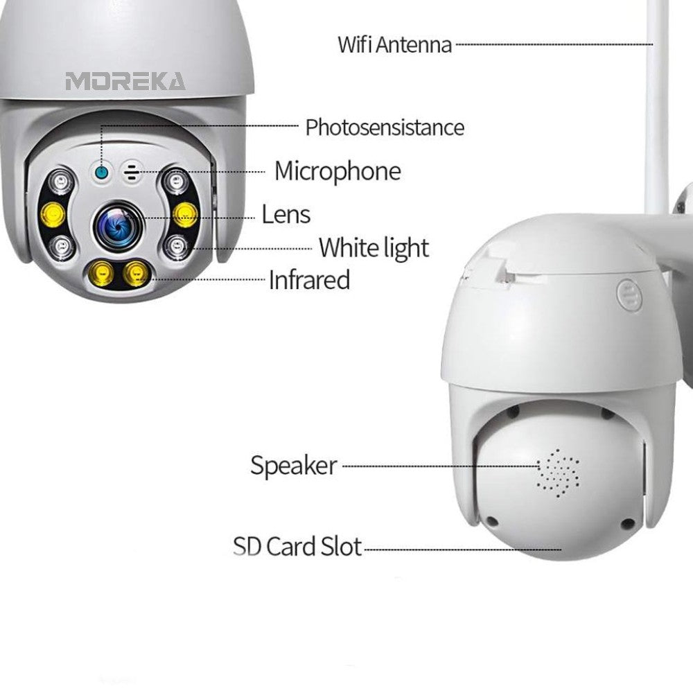 Cámara IP 360° Wifi 2MP Visión Nocturna Certificación IP66 Micrófono y altavoz JK-007