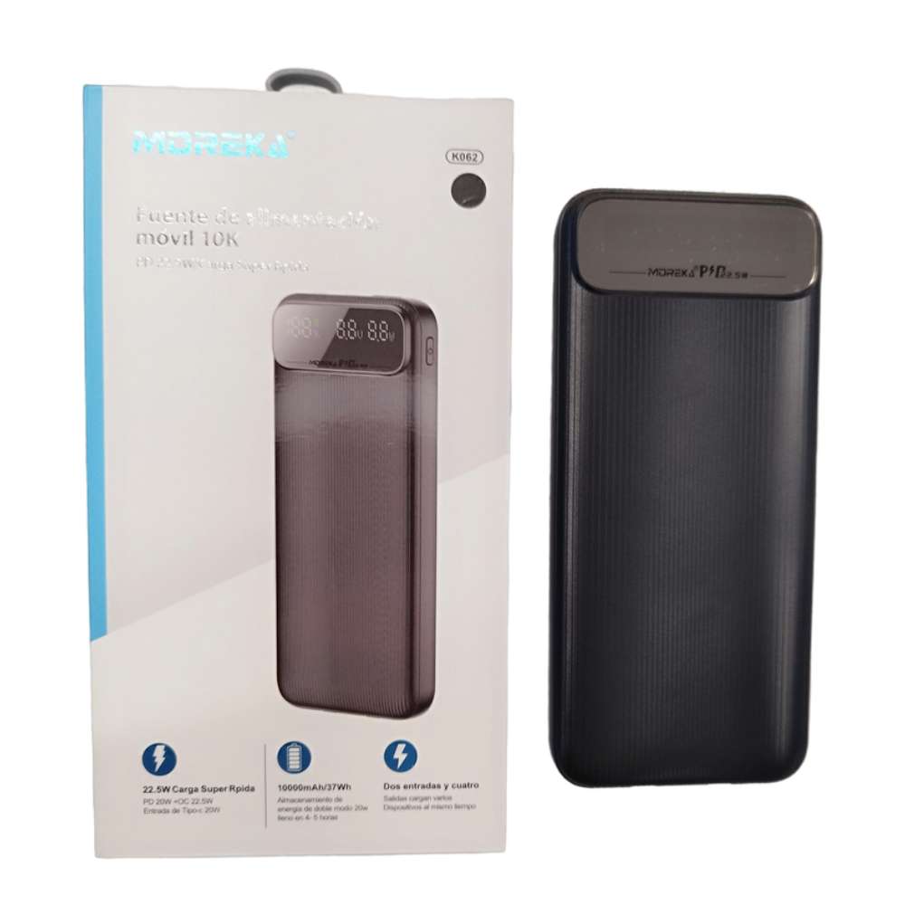 Powerbank Moreka K062 10000 mAh Tipo C IP Carga Rápida 22.5W