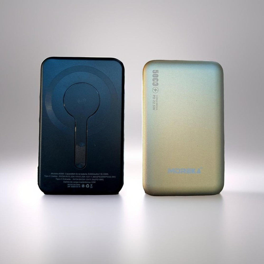 Power Bank Moreka K095 10000mAh 22.5W cables C USB Lightning y Micro USB