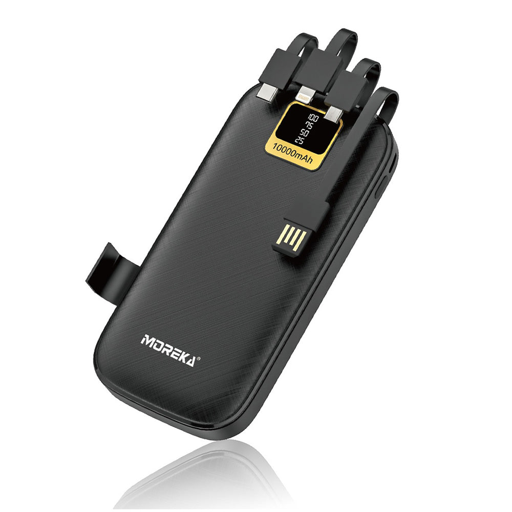 Power Bank Moreka K050A 10000 mAh 37Wh  cables C USB AM Lightning yMicro USB
