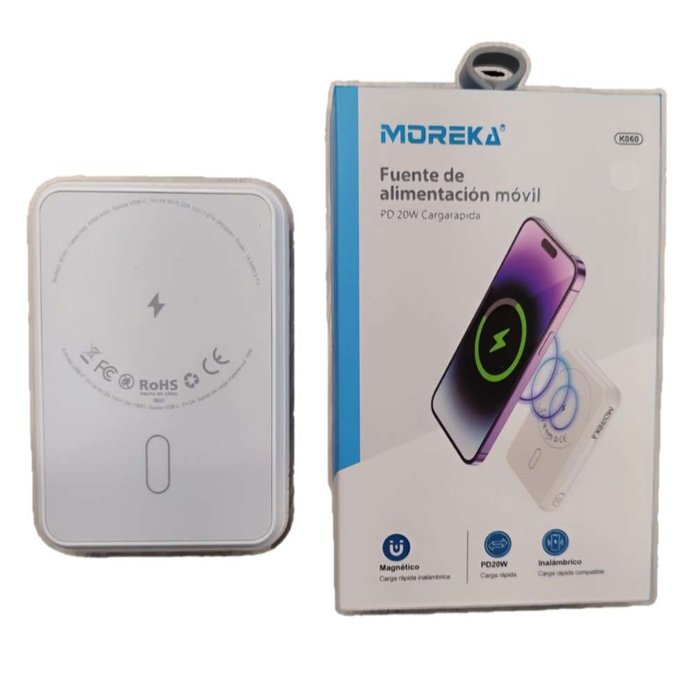 Powerbank Moreka K060 5000 mAh Carga Rápida 20W inalámbrica