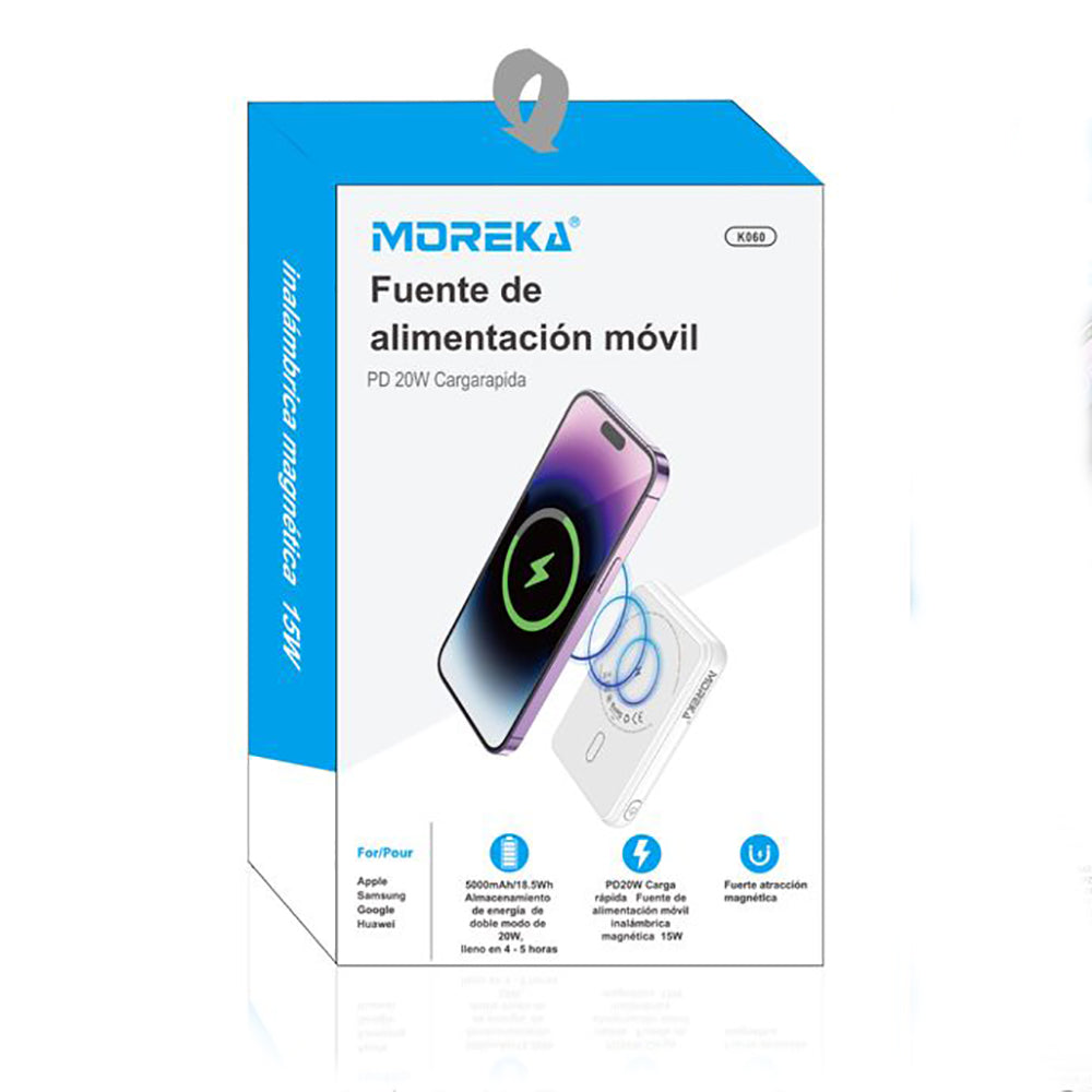 Powerbank Moreka K060 5000 mAh Carga Rápida 20W inalámbrica