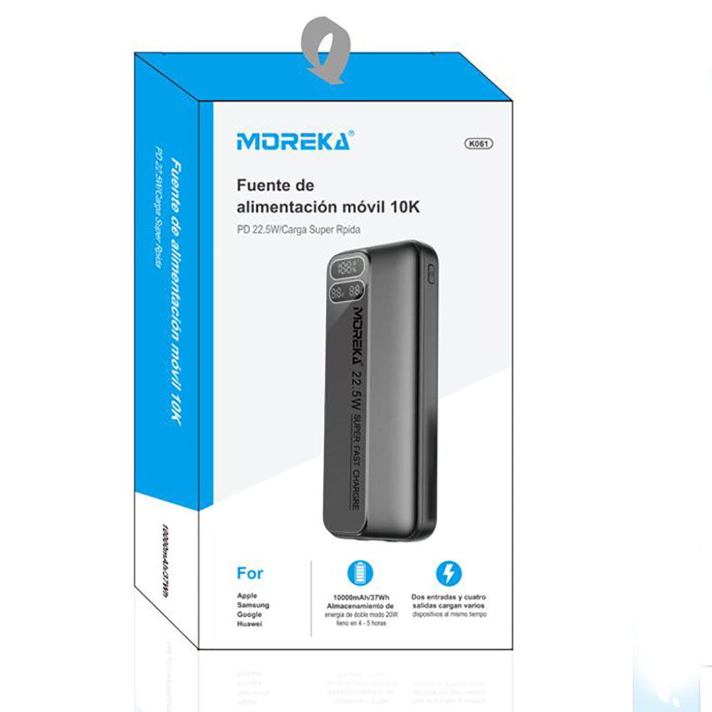 Powerbank Moreka K061 10000 mAh Tipo C IP Carga Rápida 22.5W