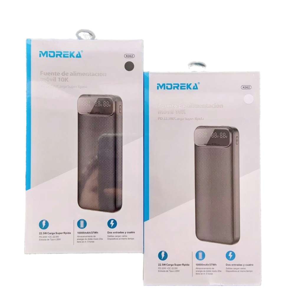 Powerbank Moreka K062 10000 mAh Tipo C IP Carga Rápida 22.5W