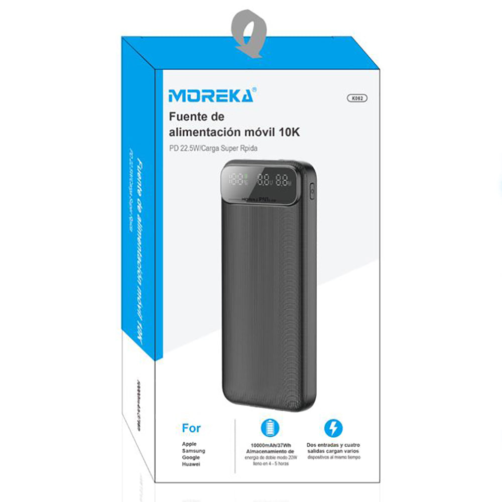 Powerbank Moreka K062 10000 mAh Tipo C IP Carga Rápida 22.5W