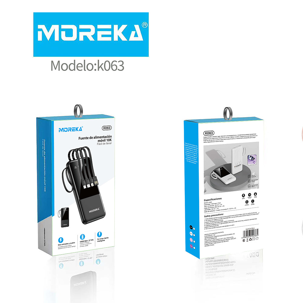Power Bank Moreka K063 10000 mAh 37W 4 entredas 4 salidas
