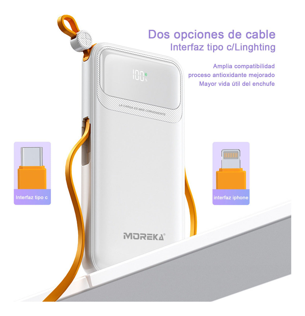 Power Bank Moreka K064 1000 mAh 37W 2 entredas 2 salidas