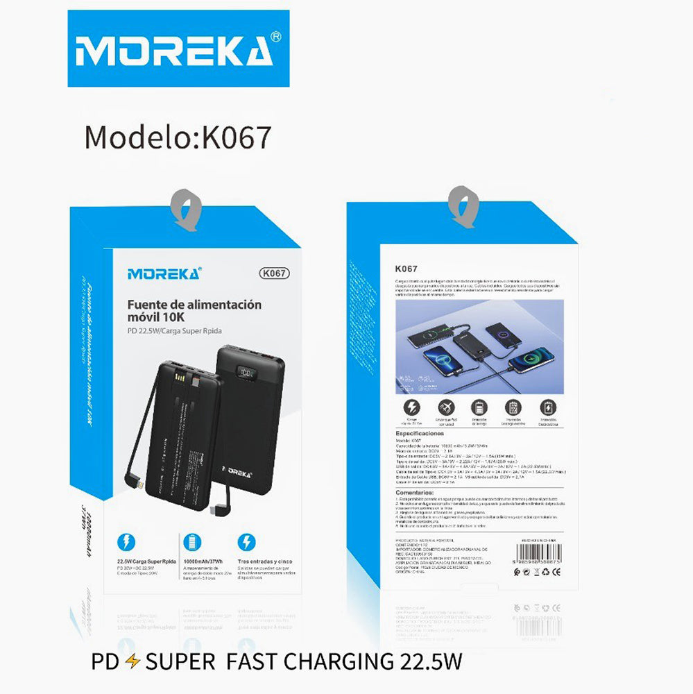 Powerbank Moreka K067 10000 mAh 3.7W Tipo C V8 IP
