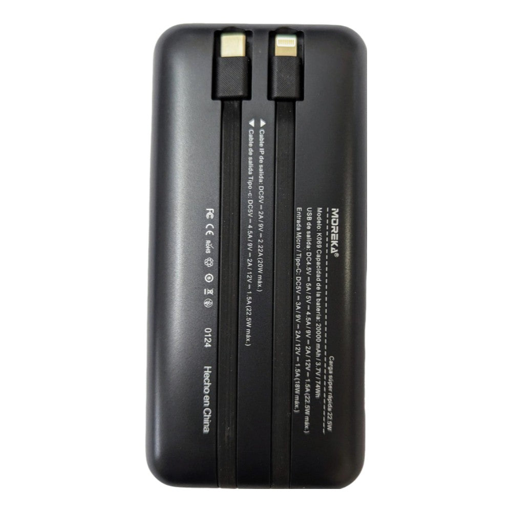 Powerbank Moreka K069 20000 mAh 22.5W Tipo C IP