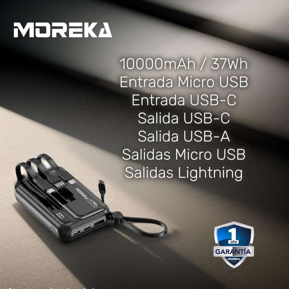 Power Bank Moreka K073 10000 mAh 37W 2 entredas 4 salidas