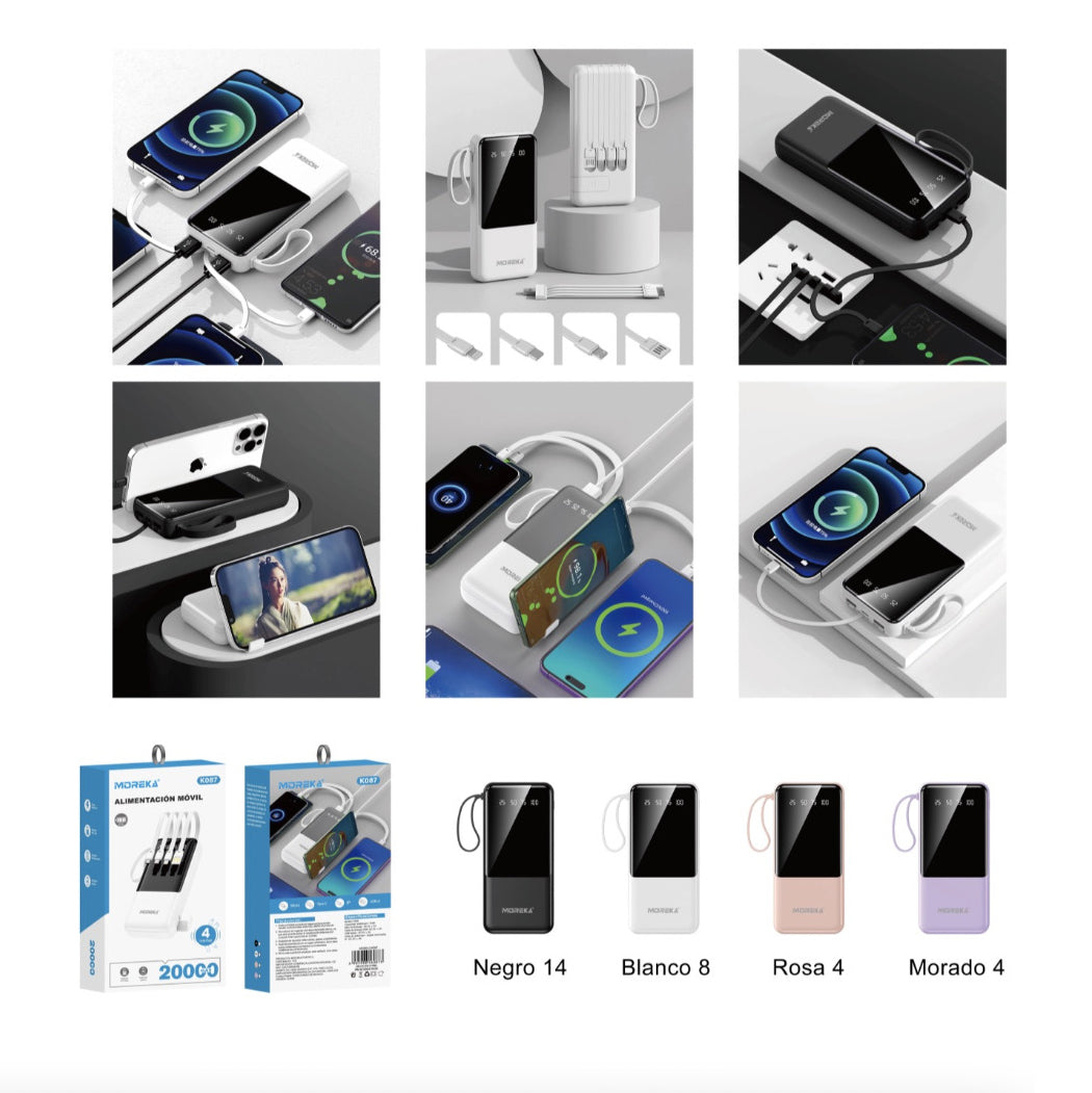 Power Bank Moreka K087 20000 mAh 74W 4 entredas 4 salidas