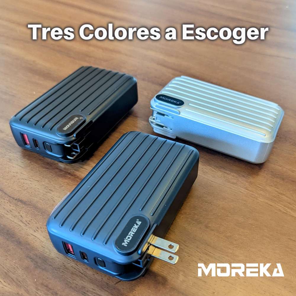 Power Bank Moreka K091 20000 mAh 22.5W cable tipo C y tipo IP clavija plegable