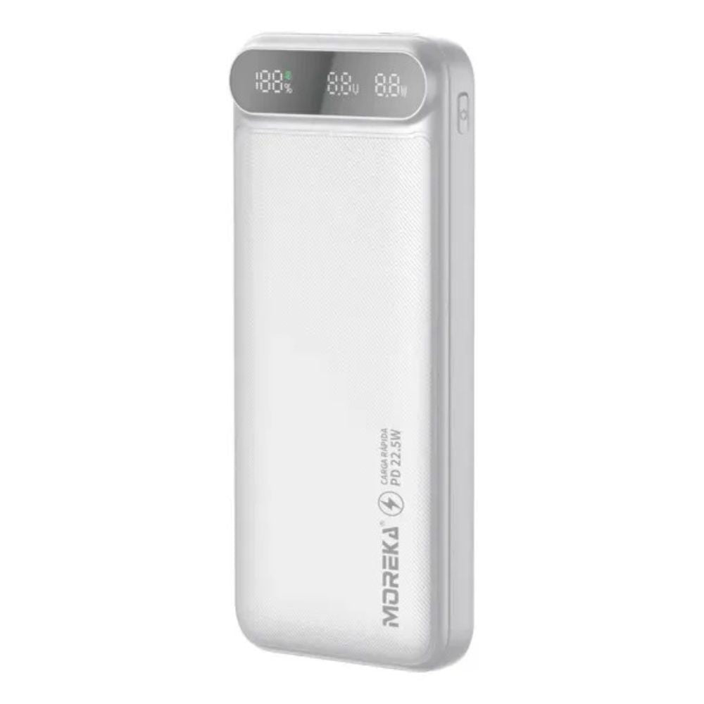Power Bank Moreka K093 10000mAh con 3 Cables Integrados (1 x Type-C Entrada y Salida + 1 x Cable para iPhone + 1 x USB) Pantalla LED Digital Carga Inteligente
