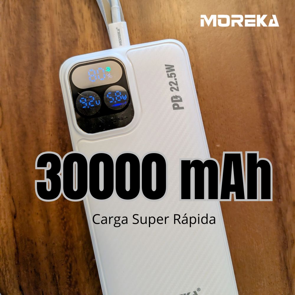 Power Bank Moreka K094 30000mAh 22.5W Cables C Lightning V8