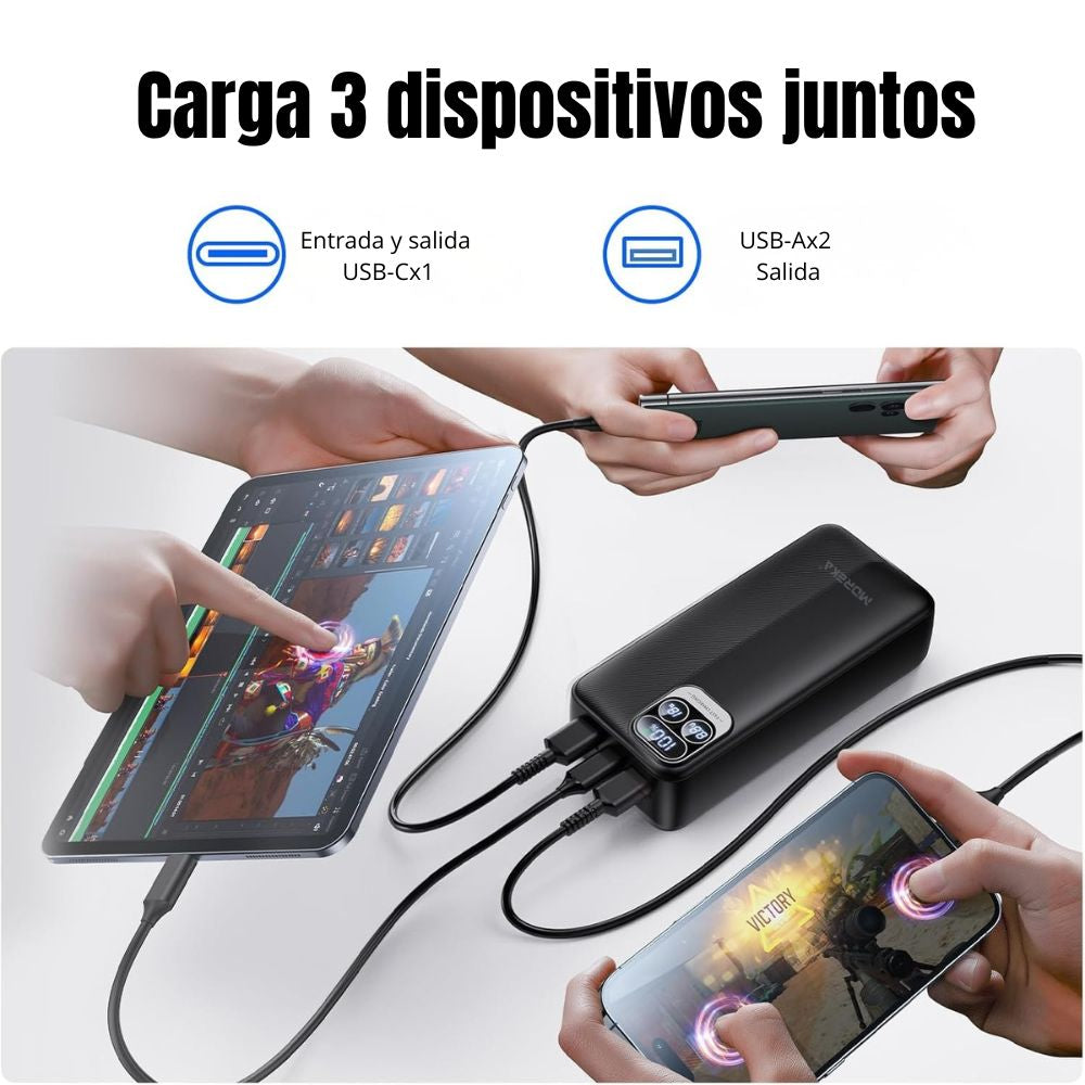 Power Bank Moreka K094 30000mAh 22.5W Cables C Lightning V8