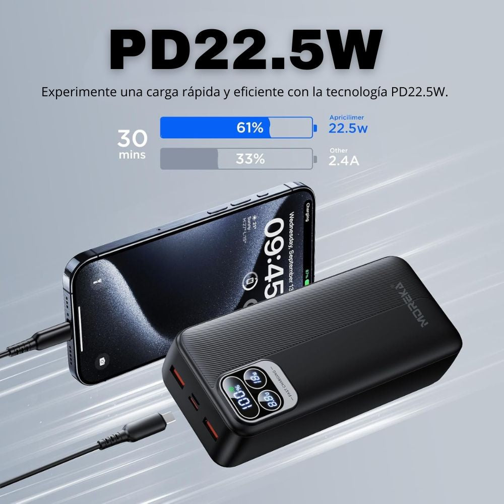 Power Bank Moreka K094 30000mAh 22.5W Cables C Lightning V8