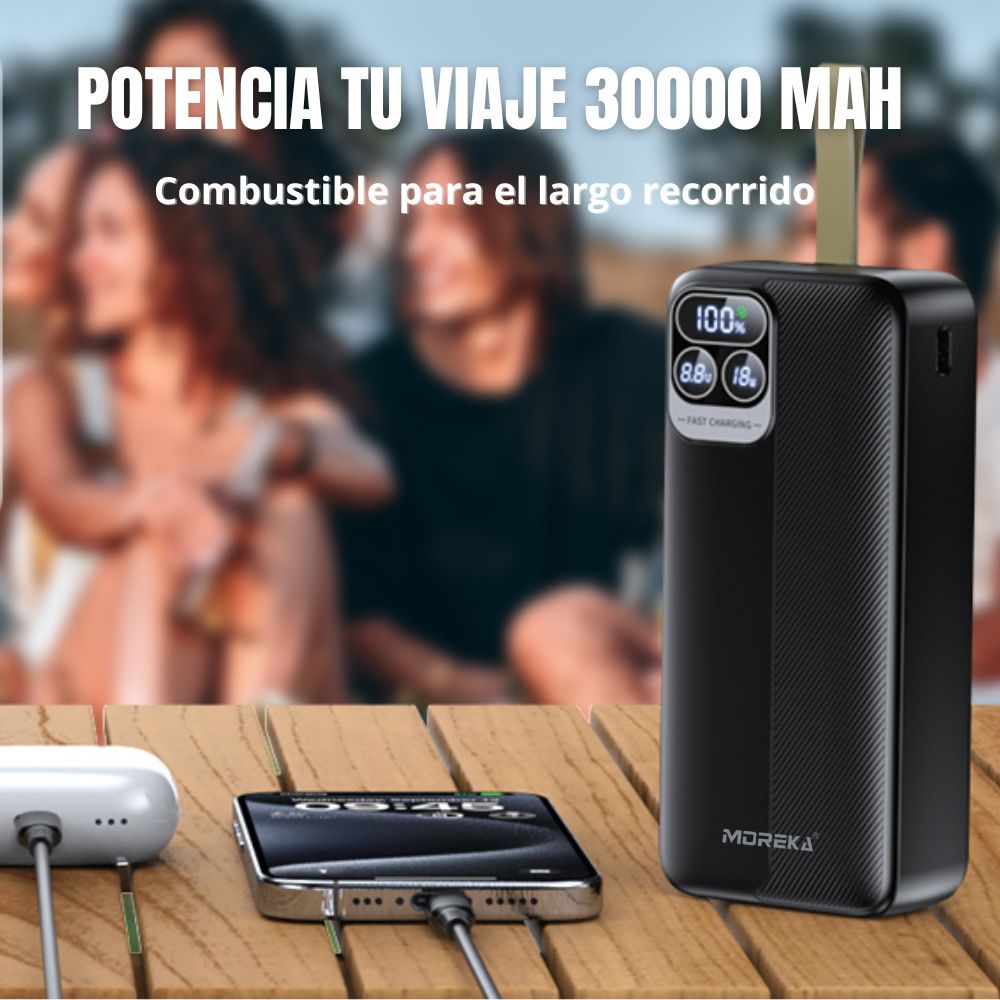 Power Bank Moreka K094 30000mAh 22.5W Cables C Lightning V8