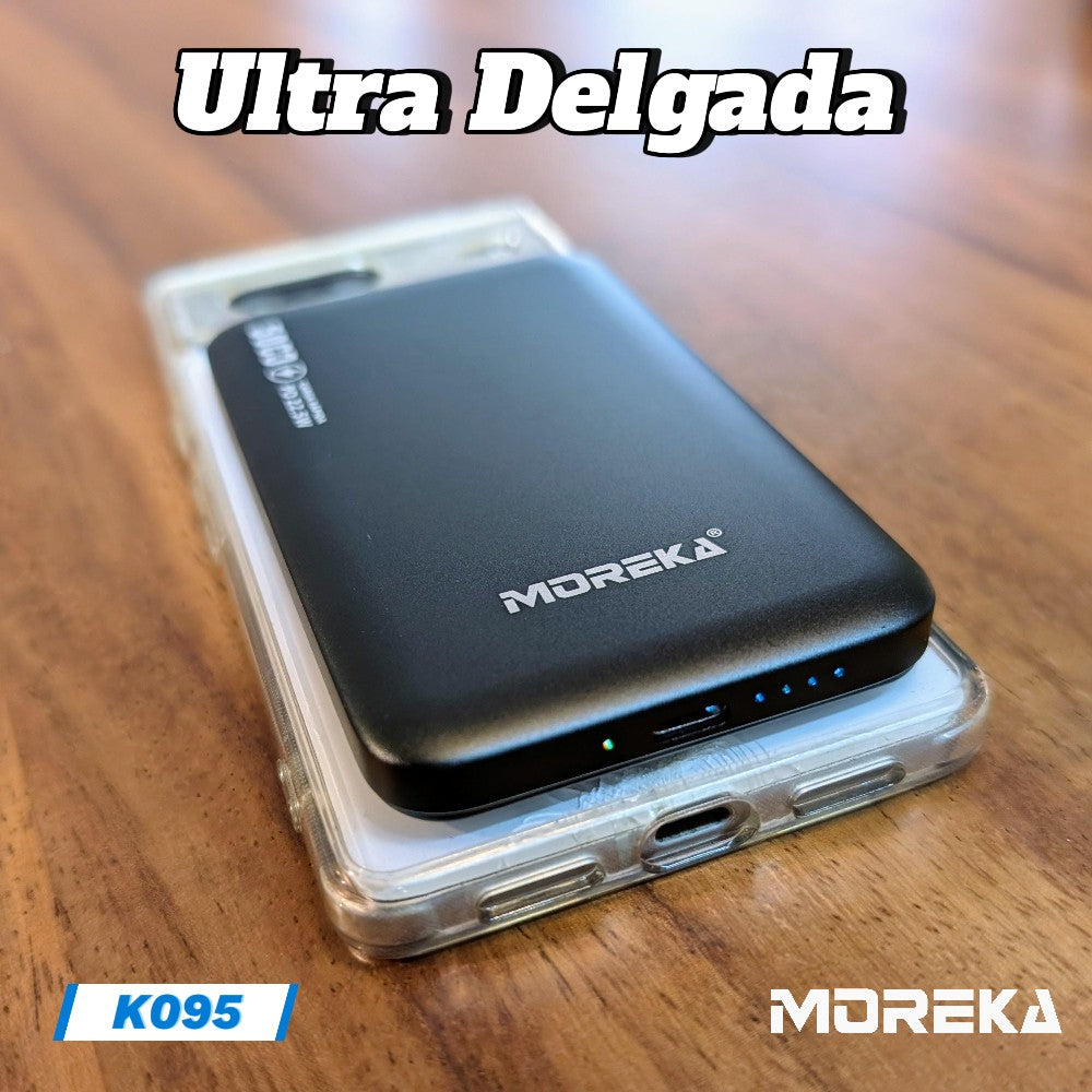 Power Bank Moreka K095 10000mAh 22.5W cables C USB Lightning y Micro USB
