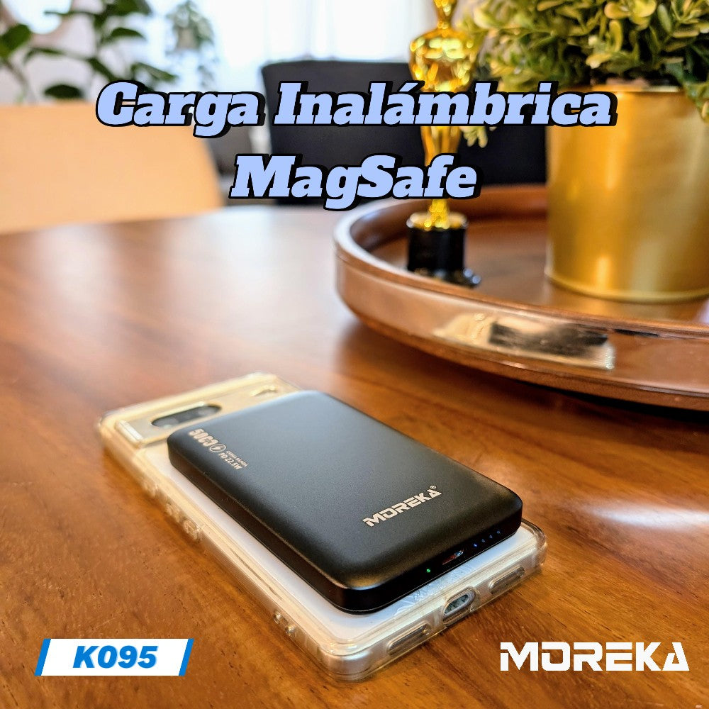 Power Bank Moreka K095 10000mAh 22.5W cables C USB Lightning y Micro USB
