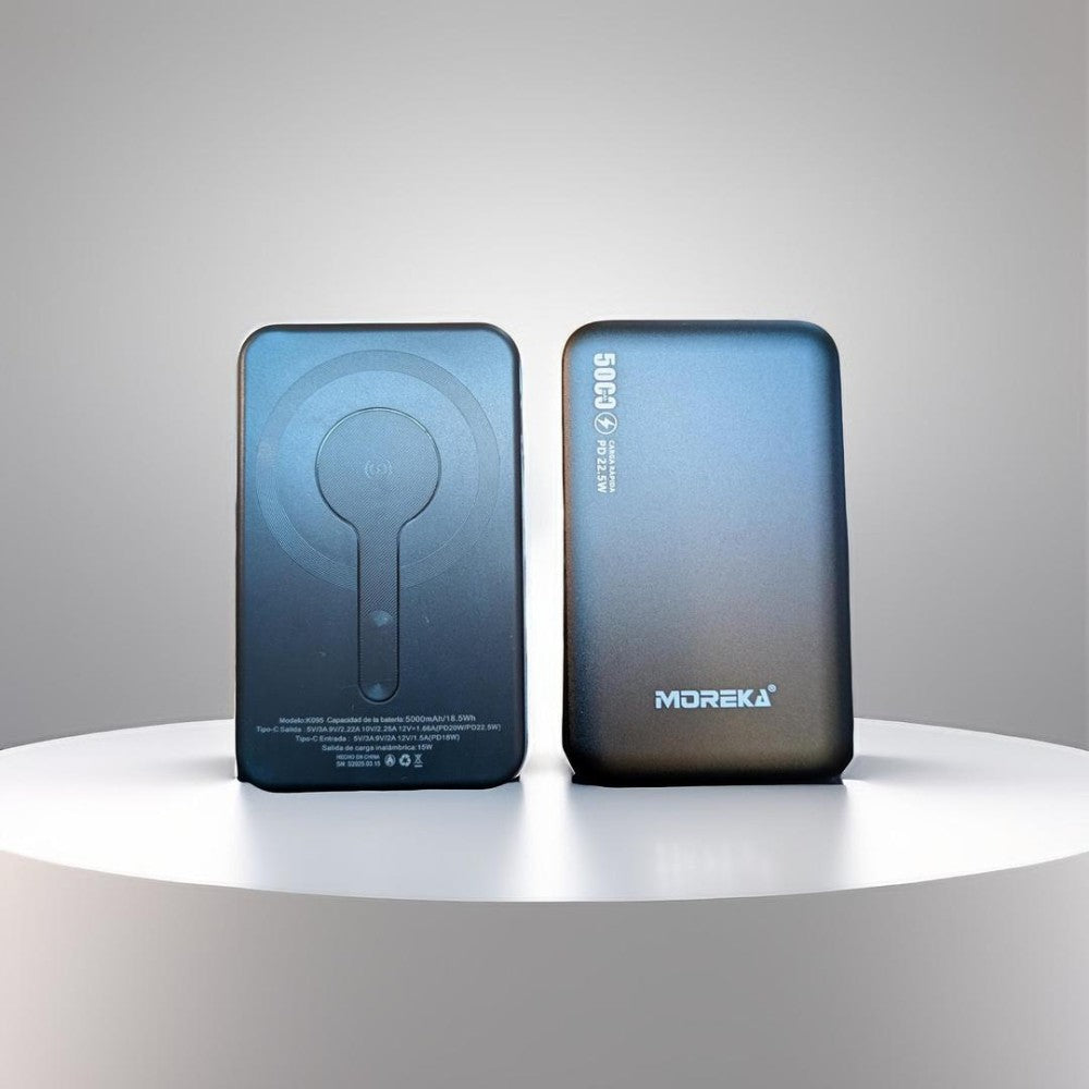 Power Bank Moreka K095 10000mAh 22.5W cables C USB Lightning y Micro USB