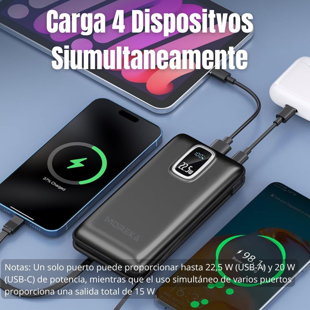 Power Bank Moreka K097 12000mAh  22.4W  Cables C Lightning V8