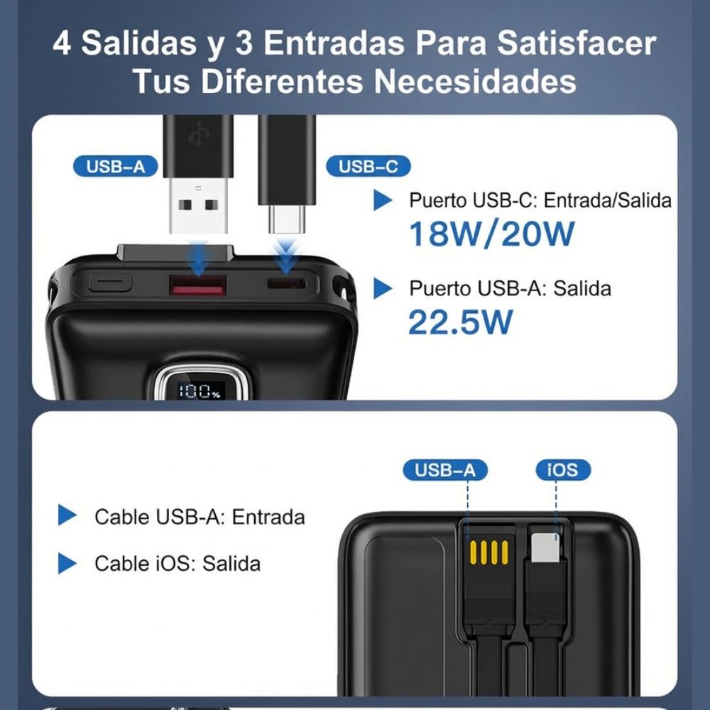 Power Bank Moreka K097 12000mAh  22.4W  Cables C Lightning V8