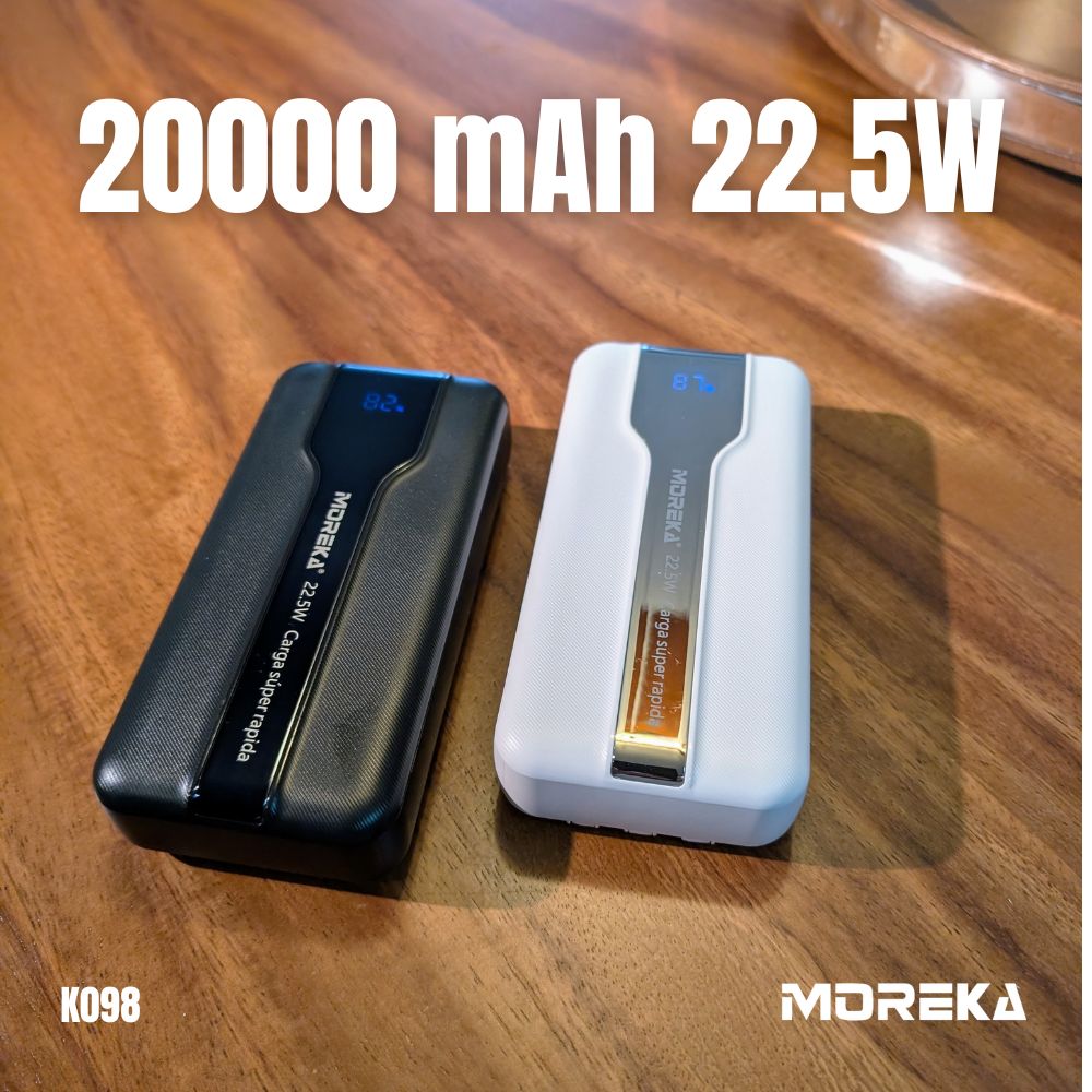 Power Bank Moreka K098 20000mAh 22.5W Cables C Lightning V8