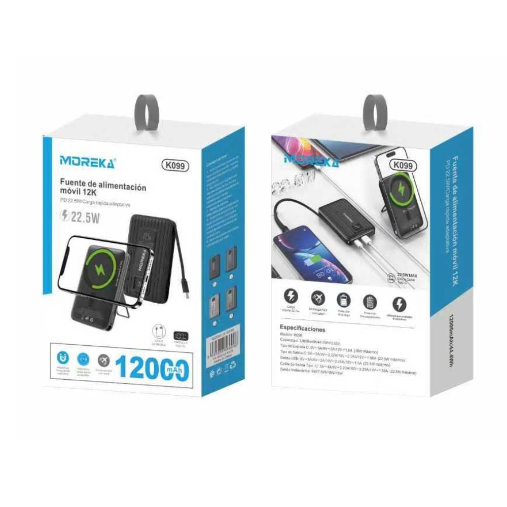 Power Bank Magsafe Moreka K099 12000mAh 22.5W, Magsafe 15w