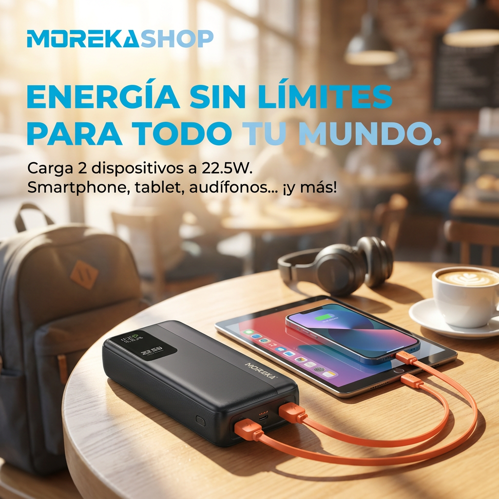 Power Bank Moreka K105 30000mAh 22.5W Cables C Lightning