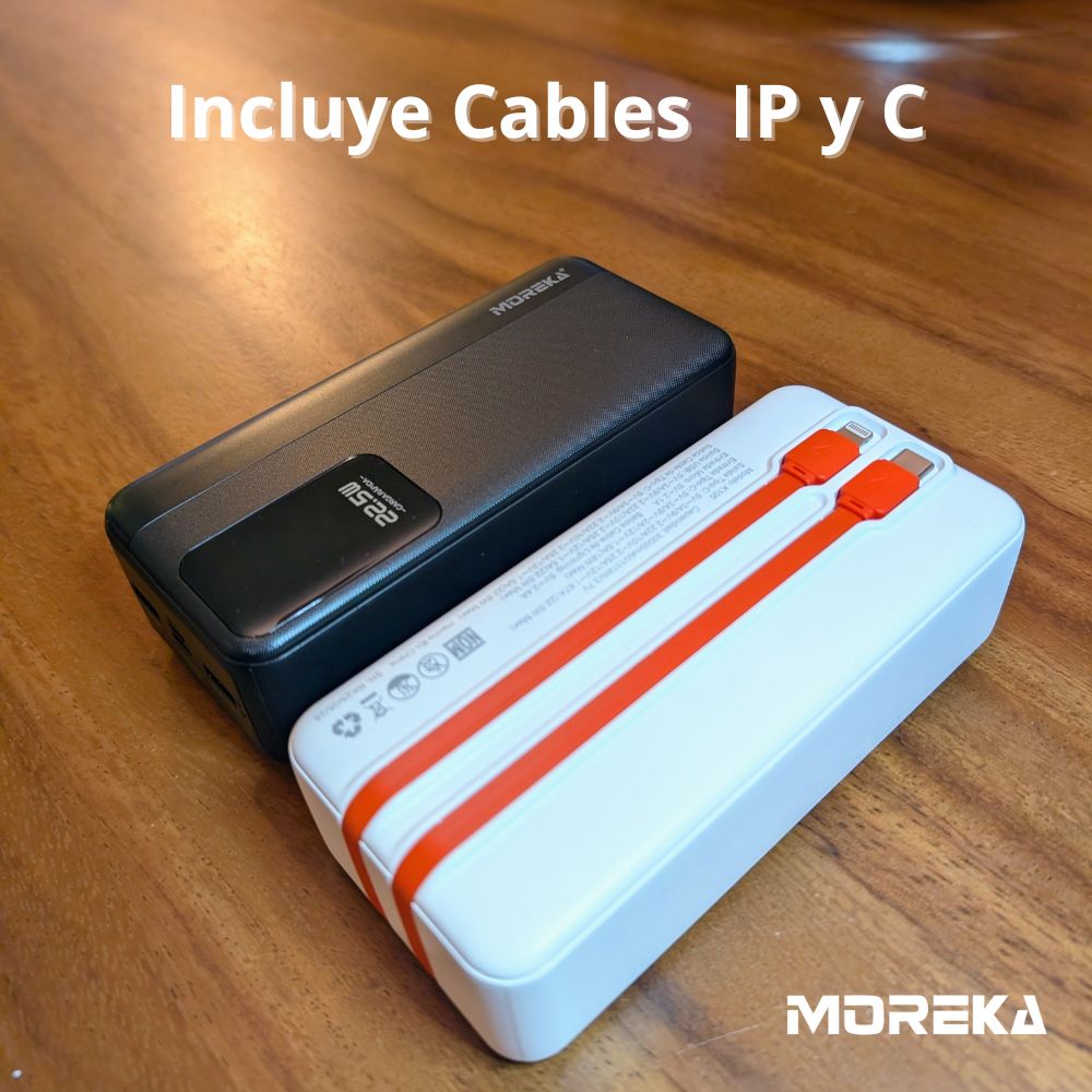 Power Bank Moreka K105 30000mAh 22.5W Cables C Lightning