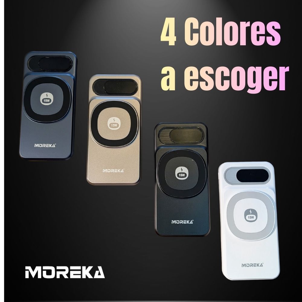 Power Bank Moreka K106 10000mAh 37Wh 15W magnética 22.5w máxima incluye cables