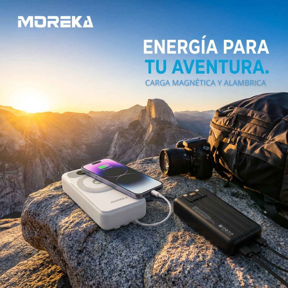 Power Bank Moreka K107 20000mAh 22.5W Magsafe  15w Cables C Lightning