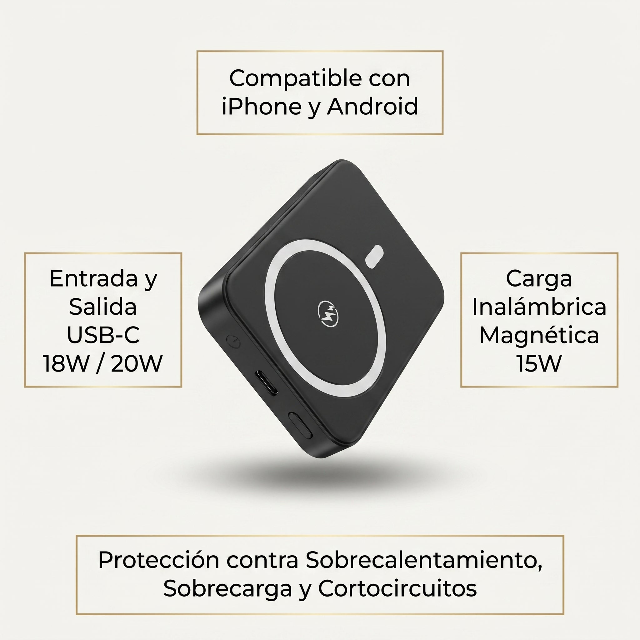 Power Bank Moreka K108 Magnético 5000mAh con Carga Rápida PD 20W e Inalámbrica 15W Cargador Portátil Compatible con MagSafe Mini Batería Externa para Viaje en Avión