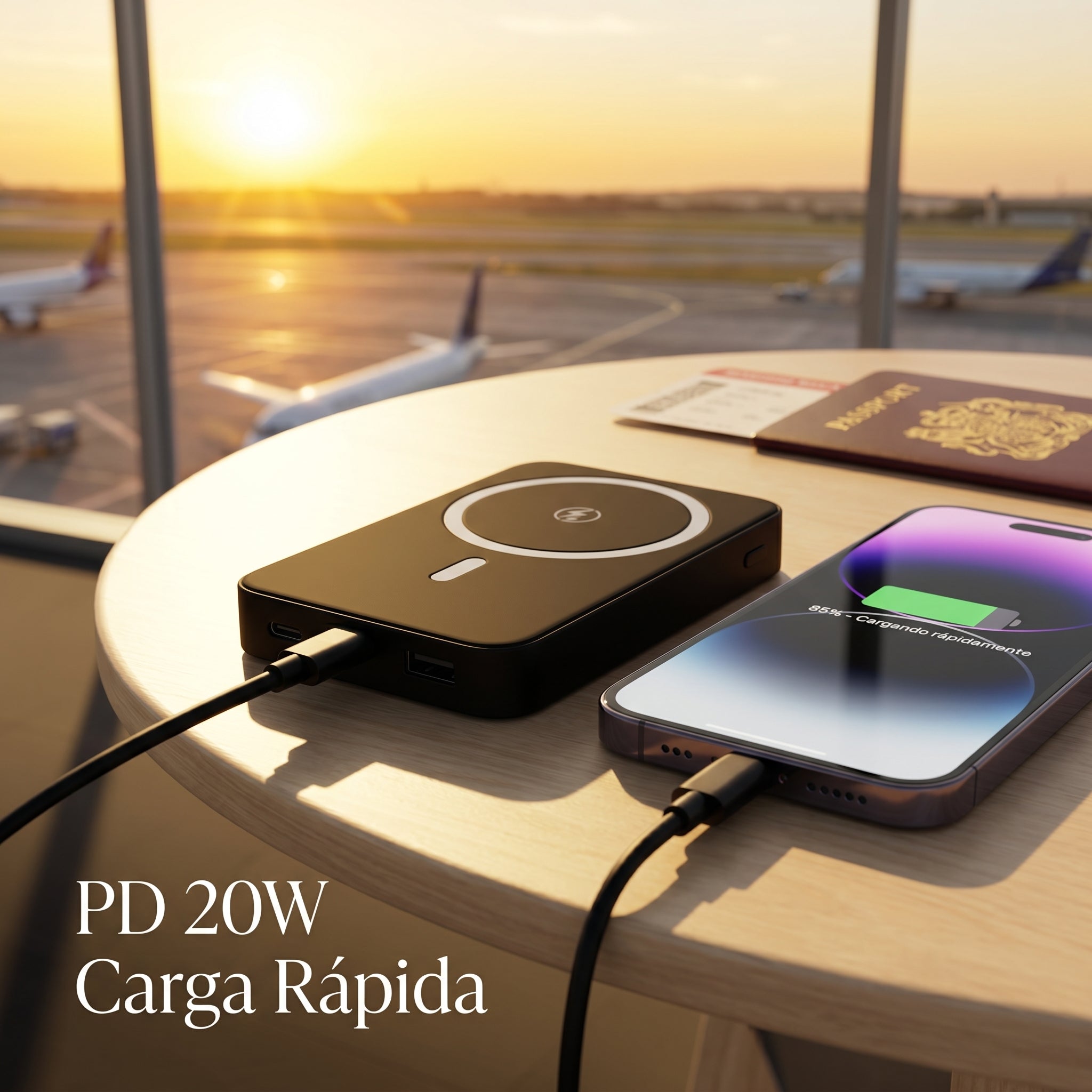 Power Bank Moreka K108 Magnético 5000mAh con Carga Rápida PD 20W e Inalámbrica 15W Cargador Portátil Compatible con MagSafe Mini Batería Externa para Viaje en Avión