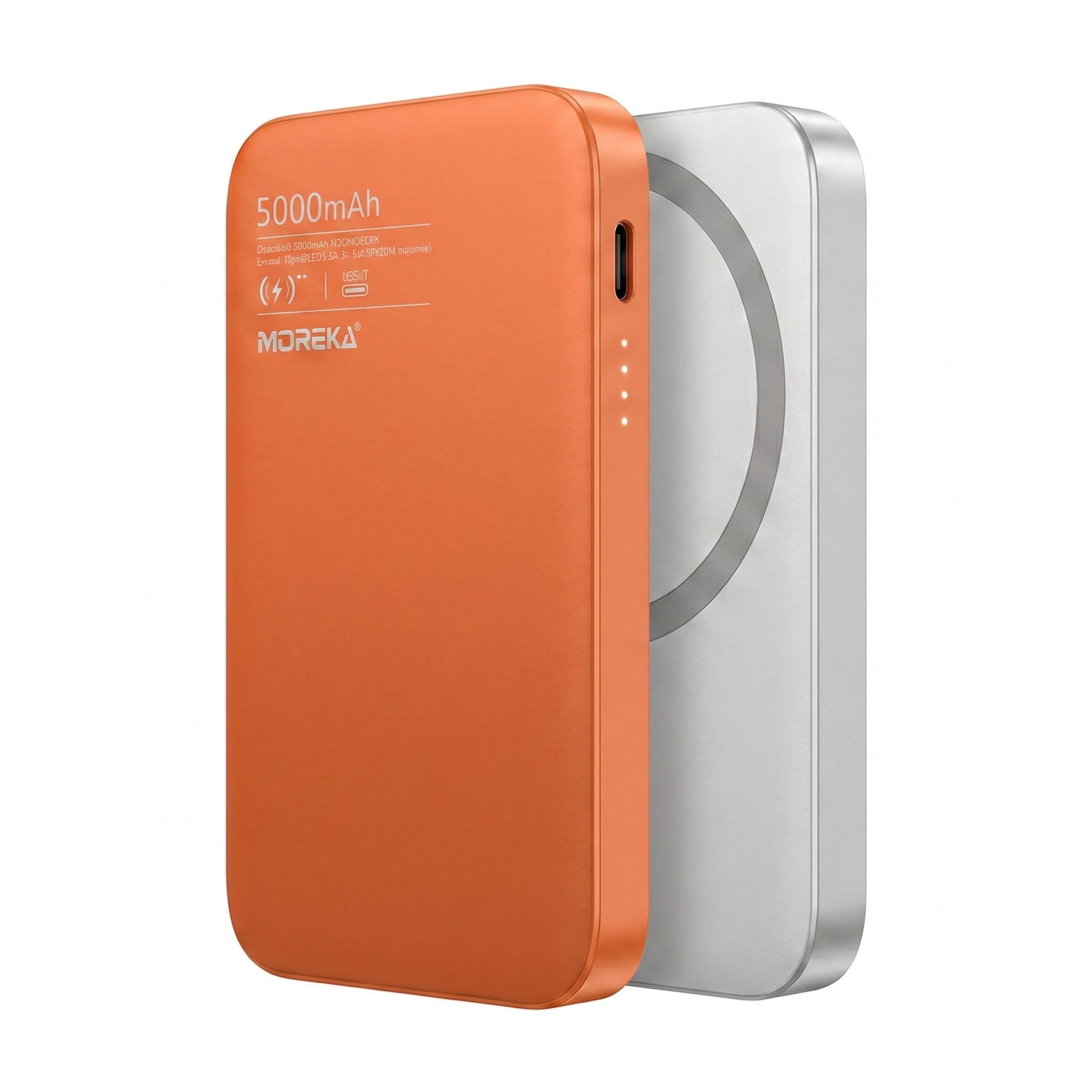 Power Bank Moreka K108 Magnético 5000mAh con Carga Rápida PD 20W e Inalámbrica 15W Cargador Portátil Compatible con MagSafe Mini Batería Externa para Viaje en Avión
